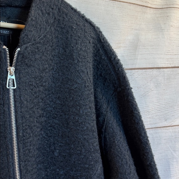 ZARA Black Fleece Teddy bomber Jacket Medium Large - Picture 5 of 10